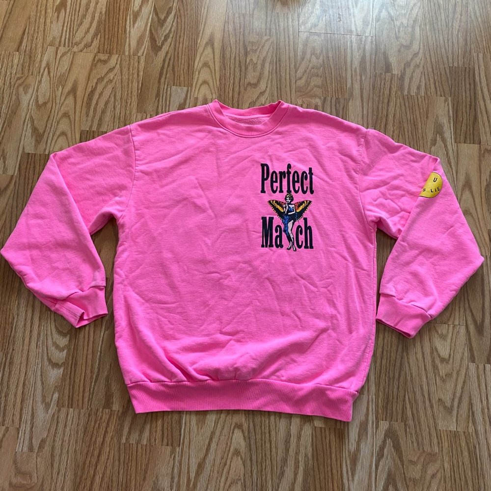 NEW BOYS LIE PERFECT MATCH PINK CREWNECK SWEATSHIRT - ONE SIZE - Picture 4 of 13